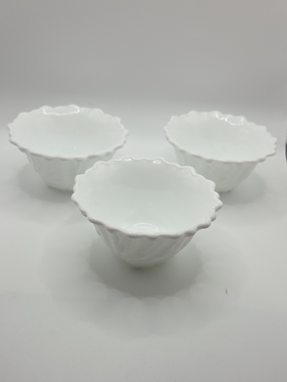 Indiana Wild Rose Milk Glass Bowls Set Of 3 Vintage